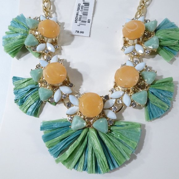 Lee X Lee Angel Raffia and Cabochon Necklace NWT - Picture 3 of 10